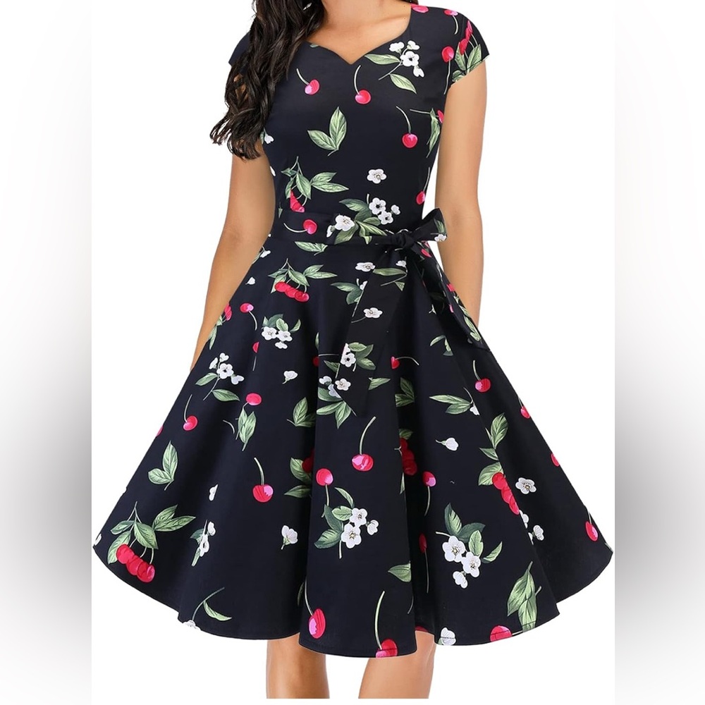 Vintage cocktail Cherry Print dress 🍒